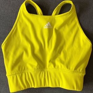 Adidas yellow/neon green high neck sports bra size L - no padding
